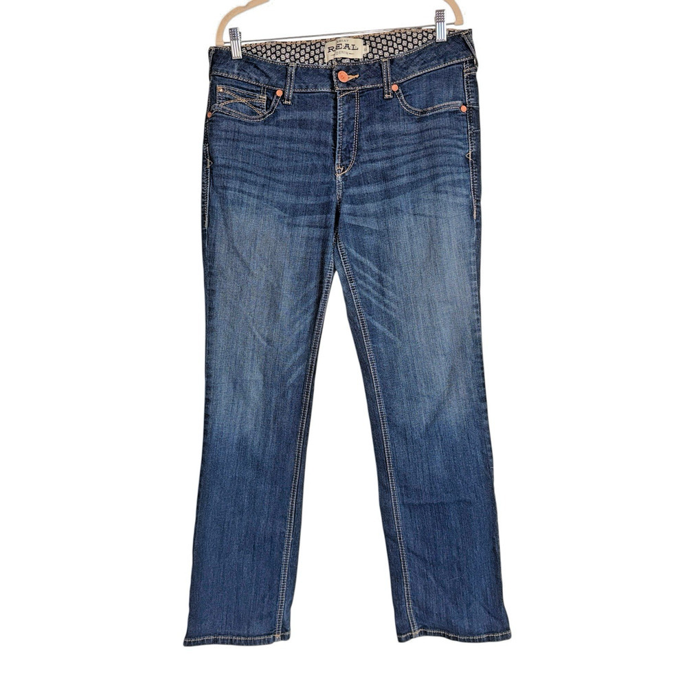 Ariat Sz 32R REAL Denim Bootcut Jeans Whipstitch Western Cowgirl Workwear